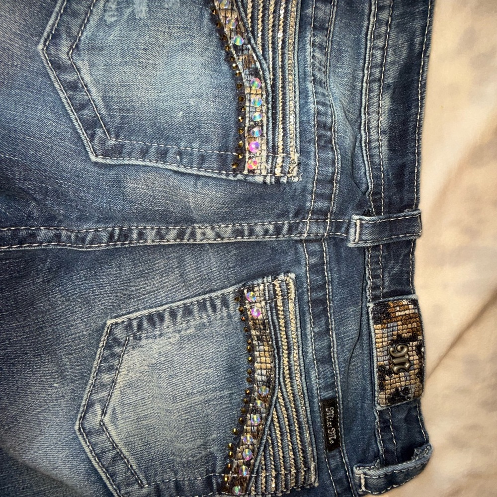 Miss Me Blue Jeans with Rhinestone Accents